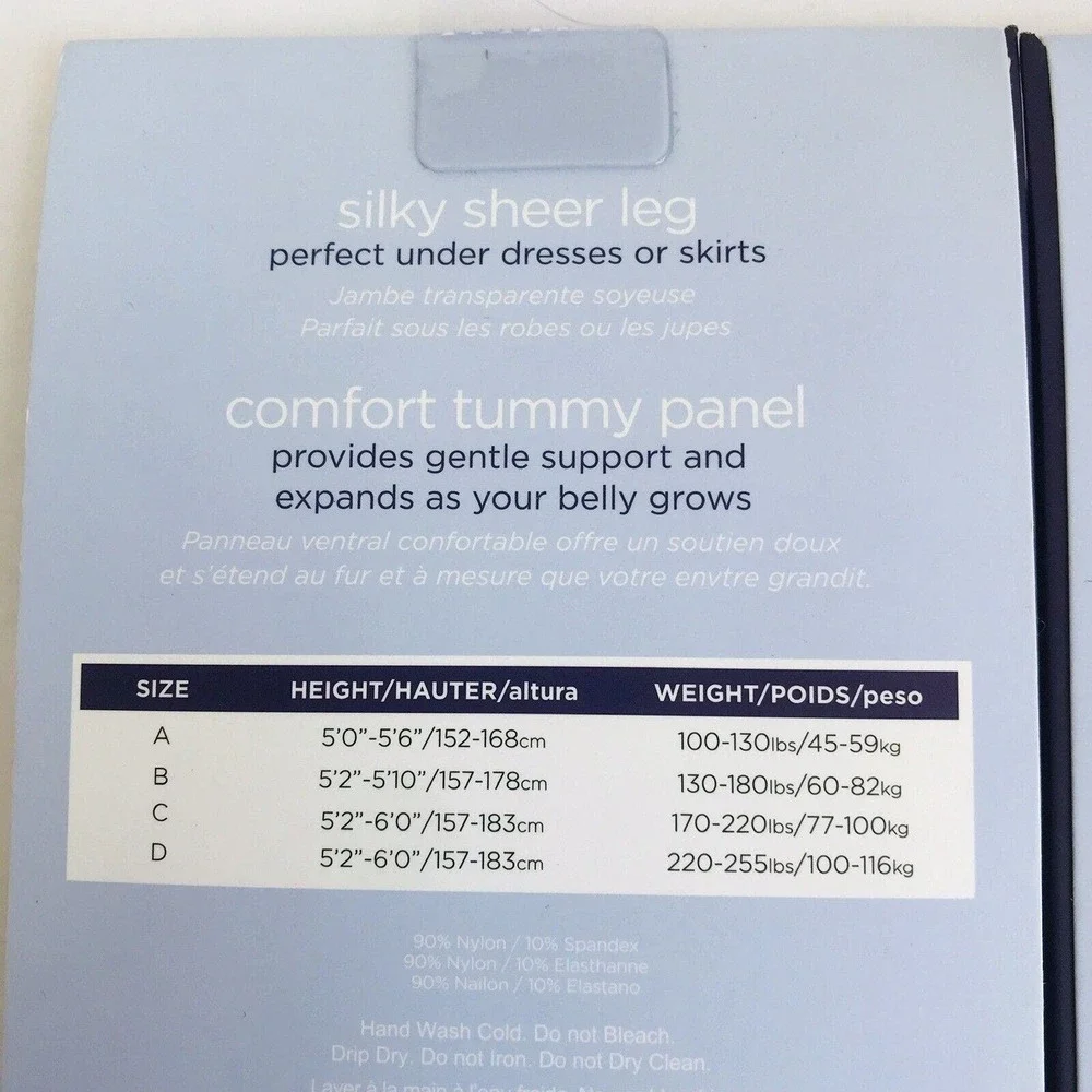 Motherhood Lot Of 2 Pantyhose Nude And Black Comfort Tummy Panel Sz A 100-130 Lb